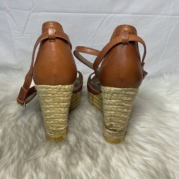 Sam Edelman Turner Tan Leather Wedge Espadrille Sandals Sz 9 - Picture 4 of 9